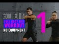 20 min full body hiit workout 1  intense fat burning  toning cardio  no equipment