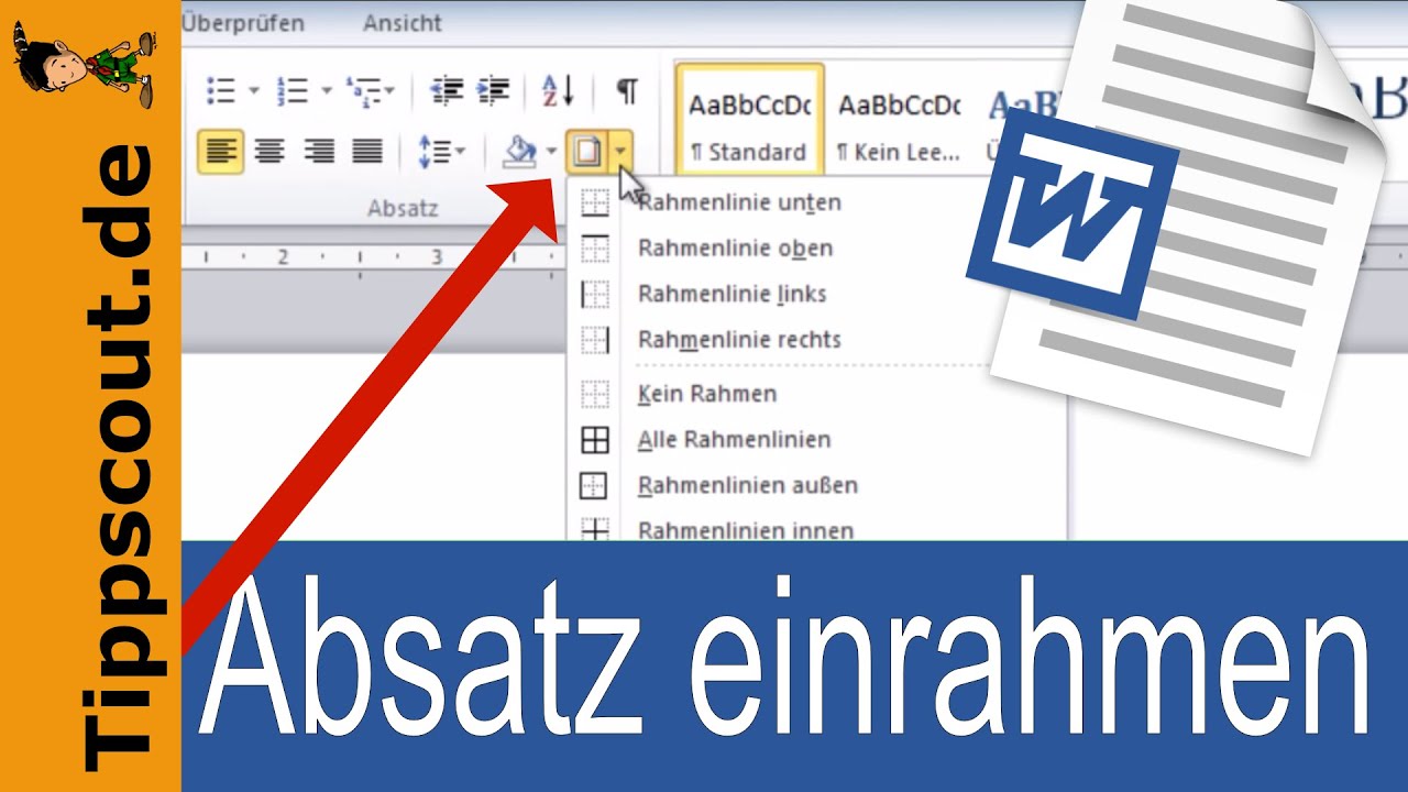 Rahmen In Word Absatze Einrahmen Youtube