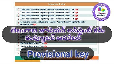 TSSPDCL Junior Assistant Cum Computer Operator (JAC0) provisional key 2019