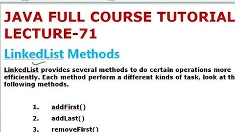 JAVA LECTURE - 71| LinkedList Methods|add first() Method In LinkedIn|(@ECL365CLASSES
