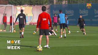 GOLAZO DE MESSI ENTRENAMIENTO FCB🔵🔴10/01/2018