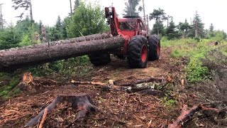 Old Forestry Equipment Timberjack Skidder Hauling Logs and Breaking my Squarebody Hauling Heavy Load