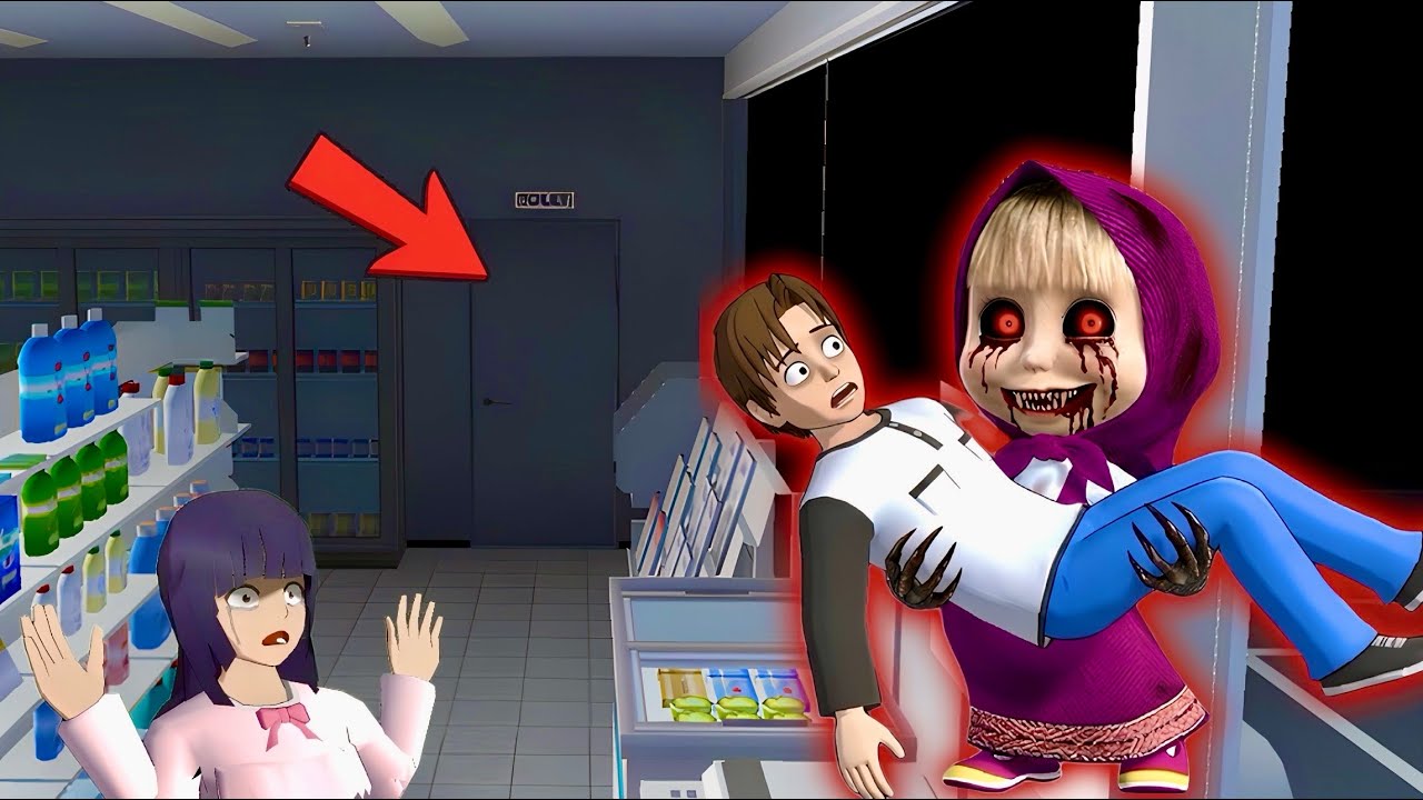 Mio Found ZOMBIE MASHA Carrying Yuta HORROR here😱‼️[SAKURA School Simulator]