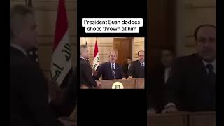 During a 2008 presser in Baghdad, an Iraqi journalist threw his shoes at GWB in protest #georgebush