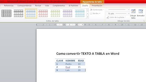 Convertir texto a tabla en Microsoft Word