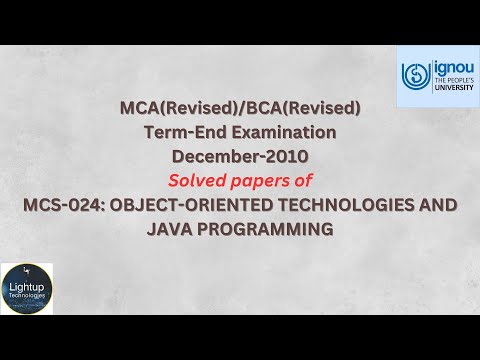 IGNOU MCA/BCA December 2010 MCS-024 Java Solved Paper. Guarantee for maximum marks by minimal effort
