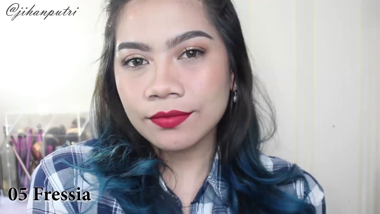 purbasari hi matte lip cream swatches review jihan putri youtube