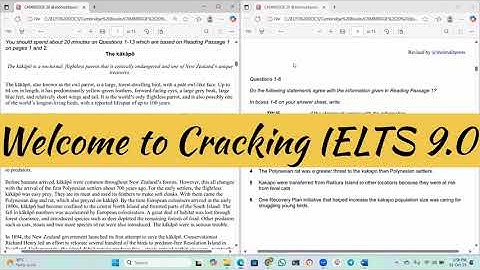 IELTS 20 Academic Reading passage answers with logical explanation | The Kakapo