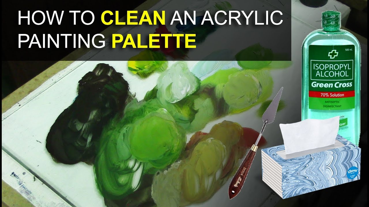 How to clean your glass palette after using acrylic paint. #painting 