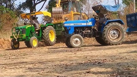 Jcb 3dx jhon deear sonalika Swaraj 735 xt eicher 380 working in mud