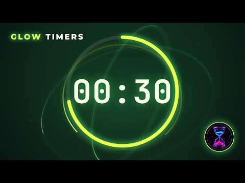 30 Second Timer with Alarm 🔔 Acid Green Gyroscope • Toxic Bloom Countdown (3-2-1 Start)