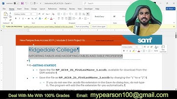 Access Module 2 SAM Project B Ridgedale College | Access Module 2 SAM Project 1b | NP_AC19_2b