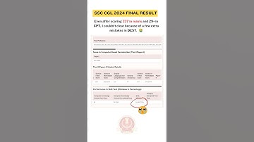 SSC CGL 2024 | 337 Marks in Mains but Failed Due to DEST | 😭