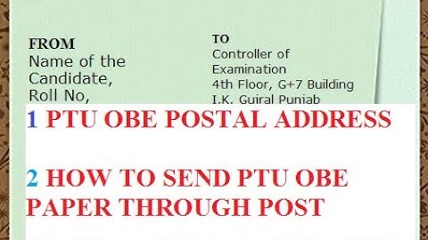 PTU SPEED POST FOR OBE