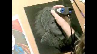 Adele Portrait - Hand engraving on Black Granite - JeG Etching Adele Portrait - Hand engraving on Black Granite - JeG Etching