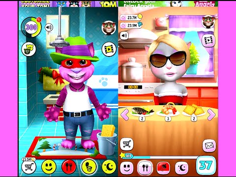 My Talking Angela Level 37 Vs My Talking Tom Level 300-For Kids Game