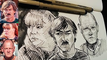 My CROSS HATCHING process || how to cross hatch face || hatching#penportrait