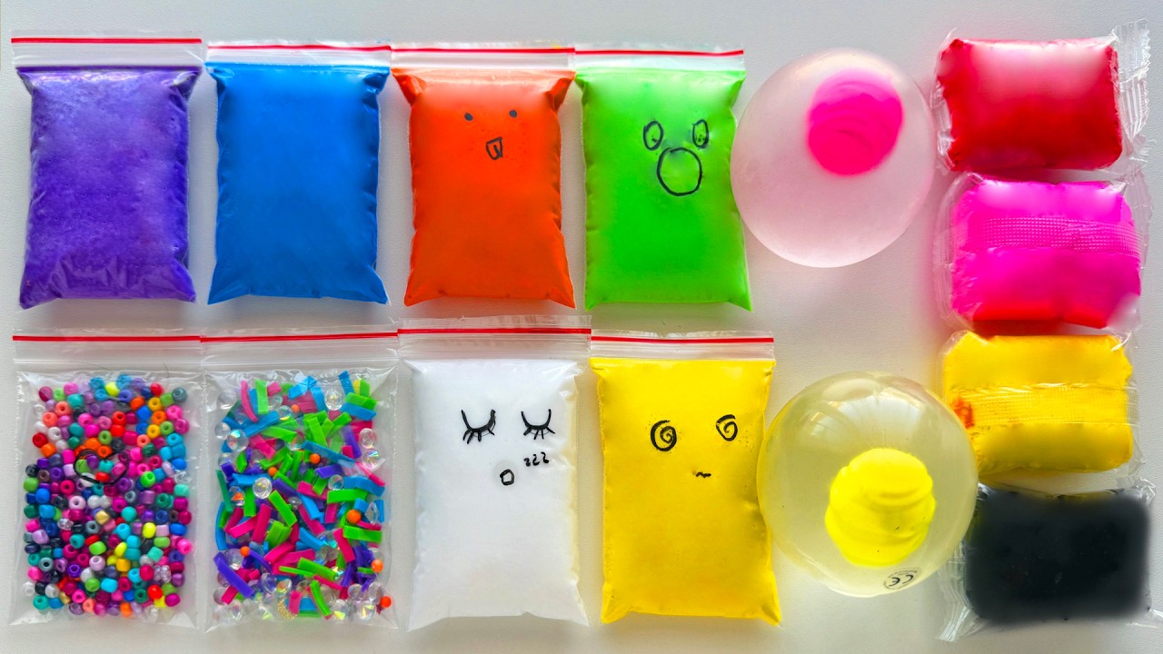 Super Relaxing Slime Making with Bags Squishy and Clay