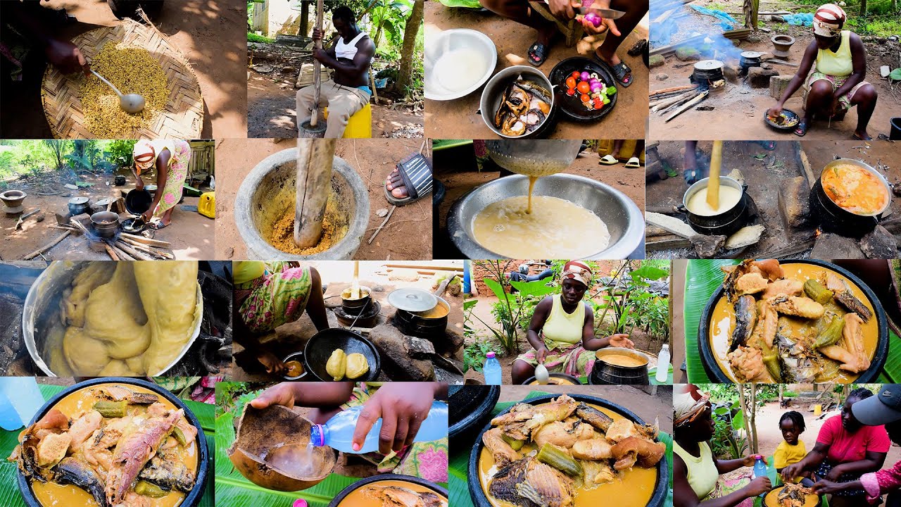 Приготовление самых вкусных блюд для большой деревенской семьи: суп из семян дыни с коконте.