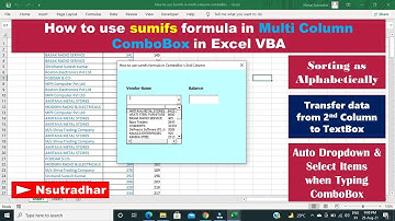 How to use sumifs formula in multi column combobox in excel vba || Get balance or stock in ComboBox