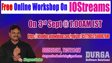 IOStreams Free Online Workshop by Mr. Nagoor Babu on 3rd Sept @7:00AM IST
