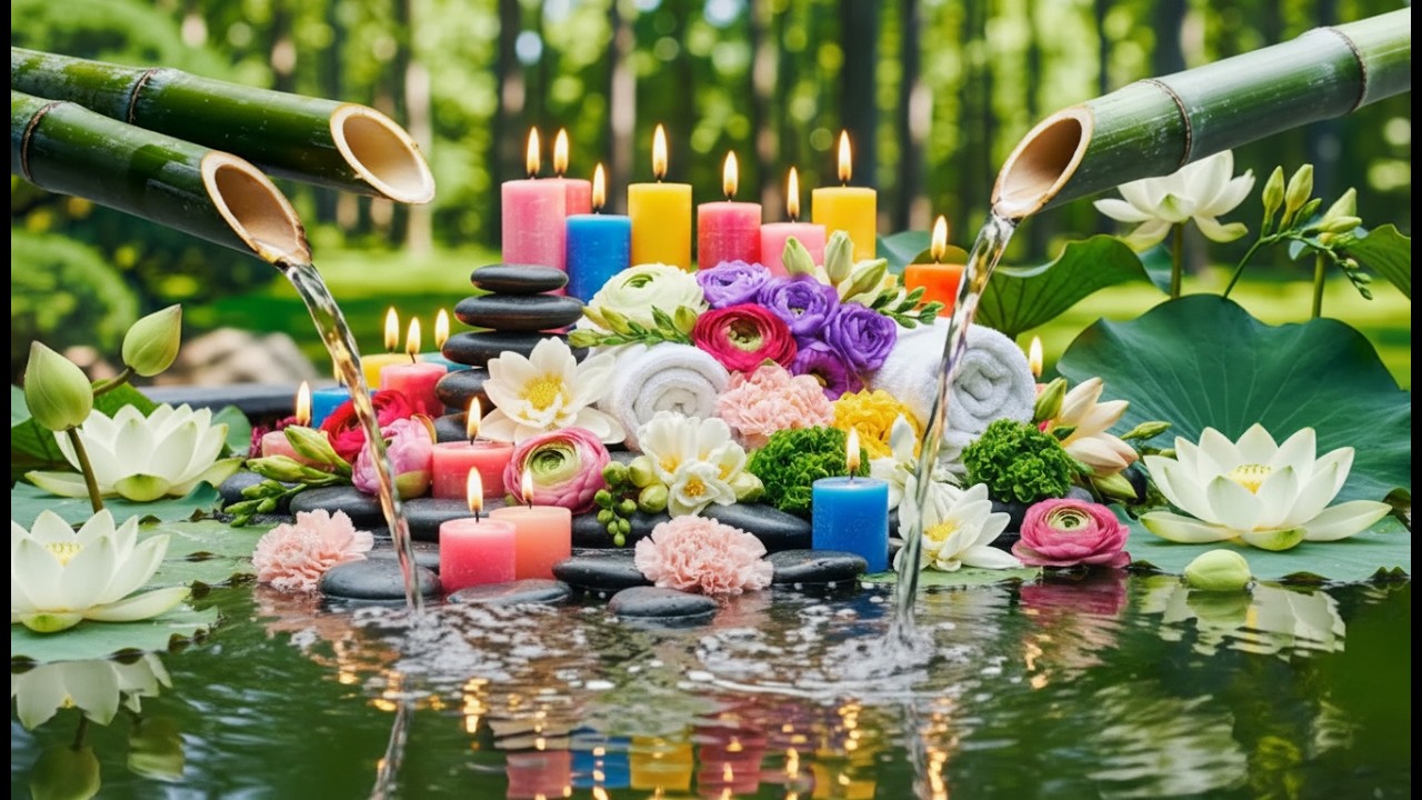 🌿 Calming Music 🌿 Bamboo Fountain Sounds for Gentle Focus, Night Meditation and Mindful Rest