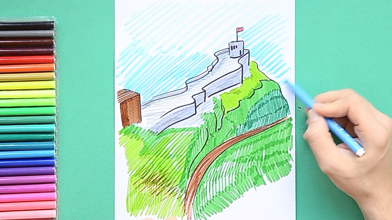 How to draw Chhatrapati Shivaji Forts: Pratapgarh - YouTube
