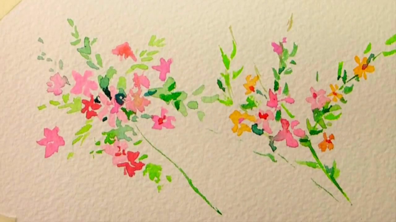 간단한 꽃그림 수채화/Watercolor/simple & easy flower for Beginners. YouTube
