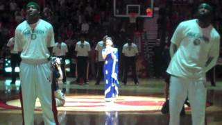 I had the honour of singing national anthems at air canada centre
before raptors vs nets game on april 10, 2011!