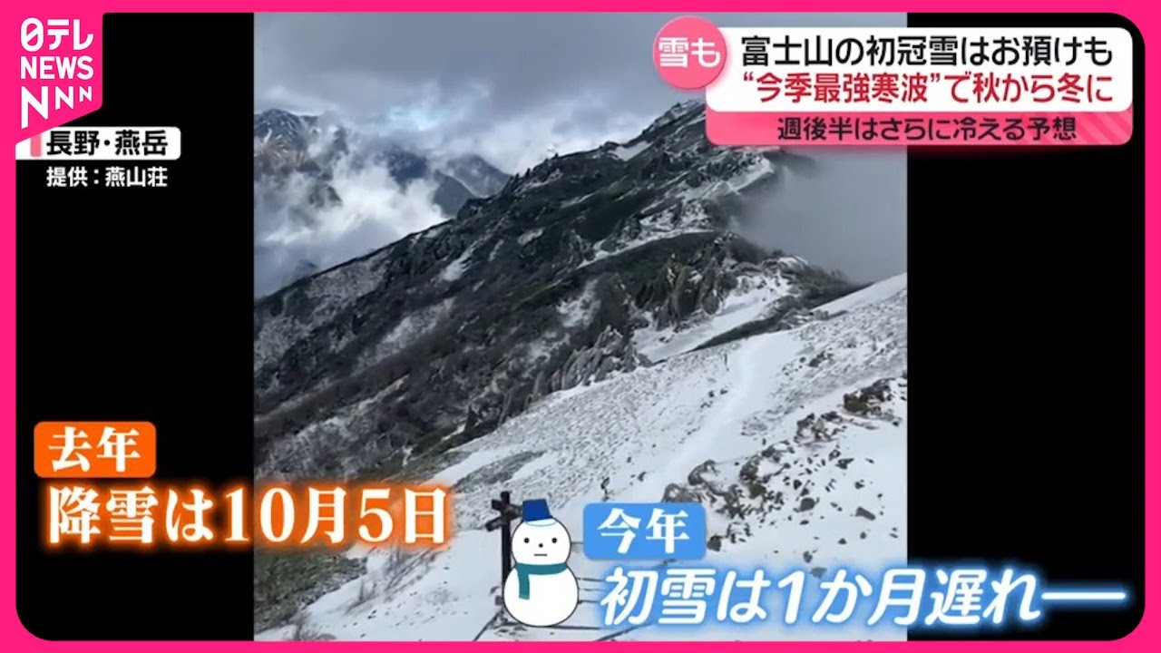 【“今季最強寒波”】秋から冬に…雪景色の場所も  富士山“初冠雪”の発表はお預け