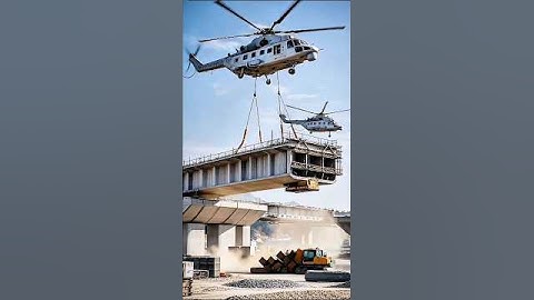 🎯Helicopters Building Bridges! Unbelievable Engineering Power! #foryou #drone #automobile