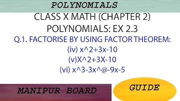 POLYNOMIALS || CLASS X MATH EX.2.3 Q.1 (iv)(v)(vi) || MANIPUR BOARD || GPS MANIPUR