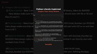 Python Literals Explained: Integers, Float, String & Boolean 🐍 #Shorts #docker #devops #containers
