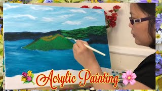 ACRYLIC PAINTING *HOW TO PAINT A LANDSCAPE WITH STENCILS #acrylic #acrylicpainting