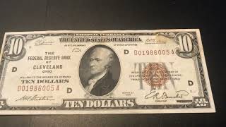 What is a 1929 Cleveland Ohio 10 dollar bill worth