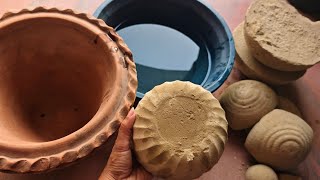 Bombastic cotton soft pure mud dirt crumbl in Claypot dipping floor 💦#asmrsounds #clay #purecement  screenshot 4