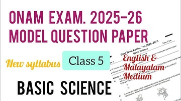Class 5 Basic Science Onam Exam model question paper 2025 