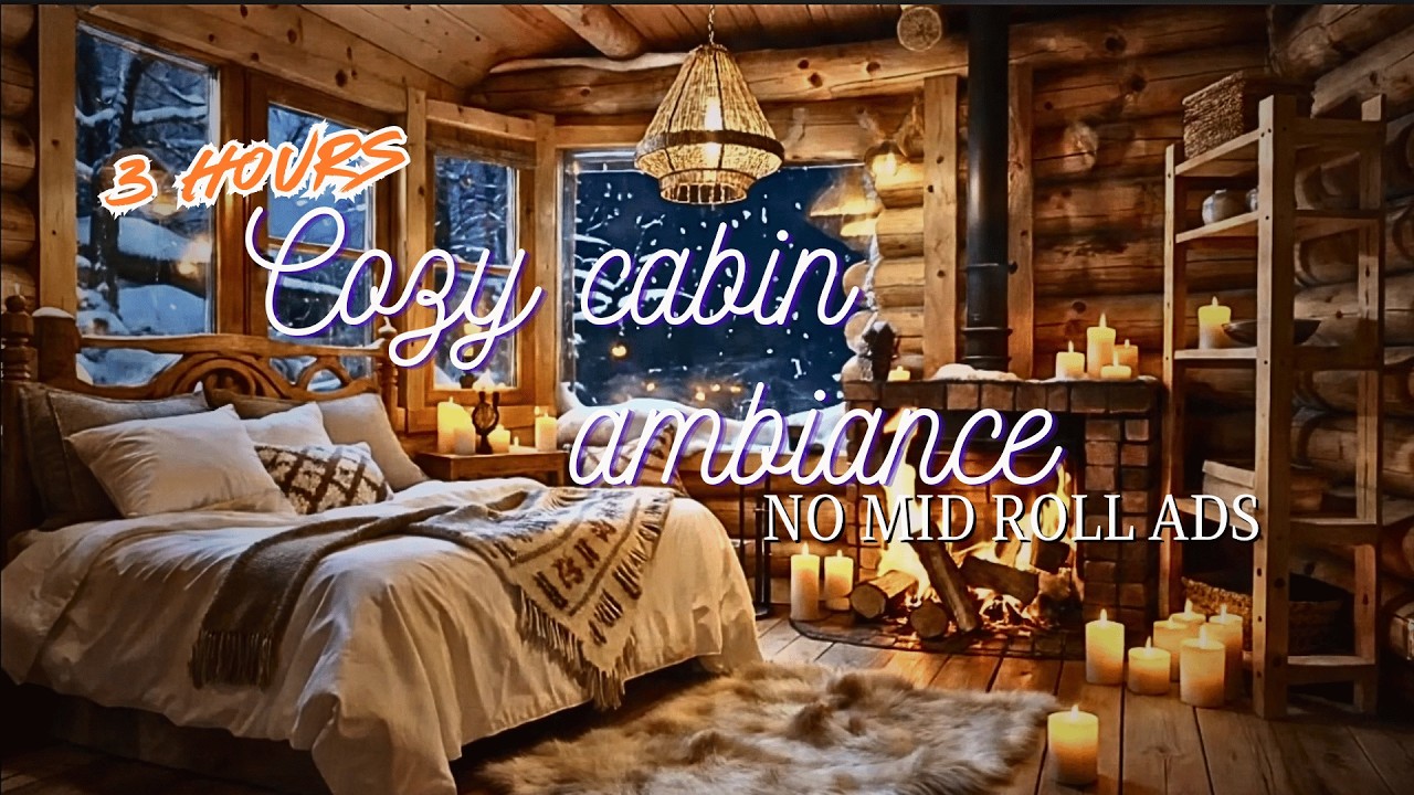 3 Hours of Cozy Winter Cabin Ambience ❄️🔥 (NO MID-ROLL ADS) | Fireplace, Snowfall & Candlelight