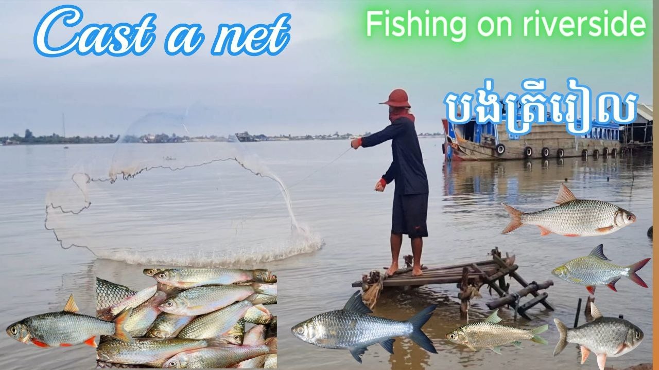 Fishing for small fish in shallow water for making soup.