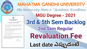MGU Degree UG Sem III & V Backlog and II Sem Regular Revaluation & Photocopy Fee Notification  2021