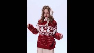 ELFSACK | Loose Fair Isle Red Sweater #ootd #fashion #cardigan #knitwear #elfsack