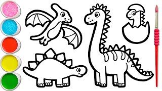 menggambar dan mewarnai 3 dinosaurus untuk anak anak 199