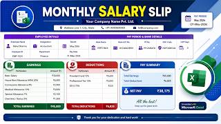 Salary Slip In Excel | monthly | Salary bill in excel 