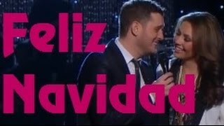 Video thumbnail of "Michael Bublé & Thalía -  Feliz Navidad (lyrics)"
