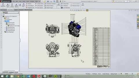 SolidWorks 2d drawing (2d drawing-video 2 of 4) - drawing creation for an assembly - basic