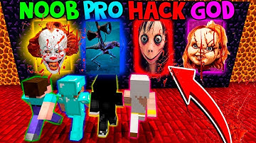 Minecraft Battle  NOOB vs PRO vs HACKER vs GOD  SCARY PORTAL CHALLENGE ⁄ Animation