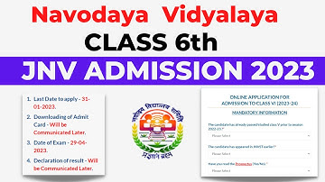 Navodaya Vidyalaya Class 6 Admission Form 2023-24 Online Apply | jnv class 6 application form 2023