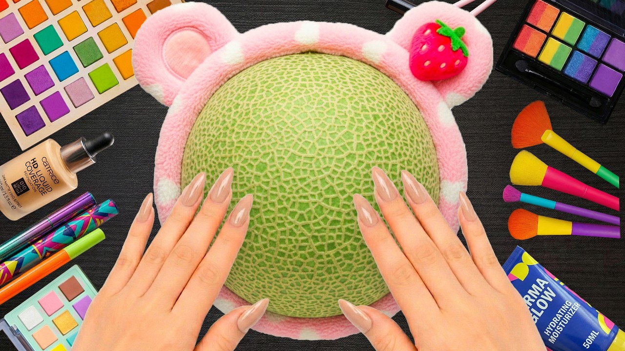 ASMR Makeup on Cantaloupe🍈 (No Talking)