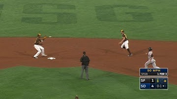 SF@SD: Myers makes tough scoop, completes double play