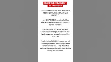 HOW TO ANSWER - DESCRIBE YOURSELF in 3 WORDS!  #interviewquestionsandanswers #interviewquestions